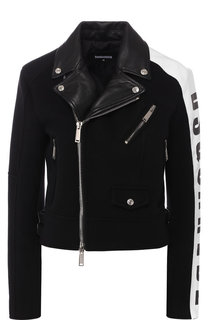 Шерстяная куртка на молнии с кожаной отделкой Dsquared2