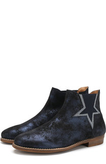 Кожаные ботинки с металлизированной отделкой и эластичной вставкой Beberlis