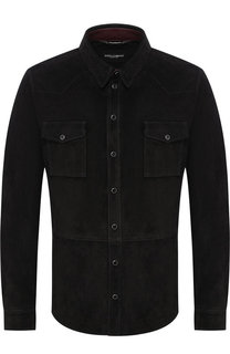 Кожаная рубашка на кнопках Dolce & Gabbana