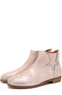 Кожаные ботинки с металлизированной отделкой и эластичной вставкой Beberlis