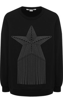 Хлопковый пуловер с круглым вырезом и декоративной отделкой Stella McCartney