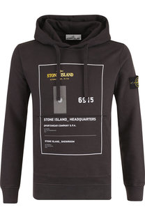 Хлопковое худи с принтом Stone Island