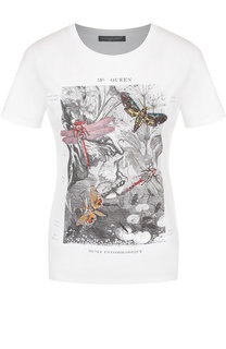Хлопковая футболка с круглым вырезом и принтом Alexander McQueen