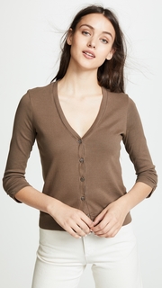 Three Dots Cardigan with Shirred Sleeves