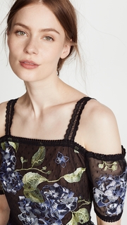 Marchesa Notte 3D Embroidered Flocked Gown