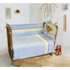 Комплект постельного белья из 6 предметов Soni Kids "Мишка Джентельмен" голубой в горошек