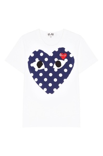 Белая футболка с контрастными сердцами Comme Des Garcons Play