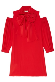 Красное платье с открытыми плечами Fendi