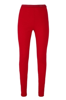 Красные трикотажные брюки с логотипом Prada