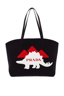 Черная сумка с принтом Prada