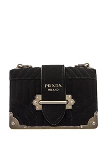 Черная замшевая сумка Cahier Prada