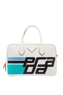 Белая сумка с принтом Prada
