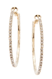 Золотистые серьги-кольца с кристаллами Ruby Novich
