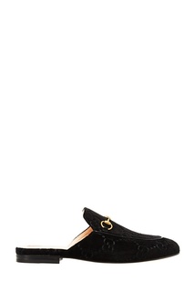 Черные мюли с узором-монограммой Gucci