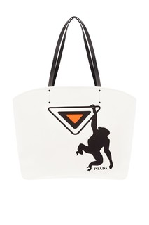 Текстильная сумка с принтом Prada
