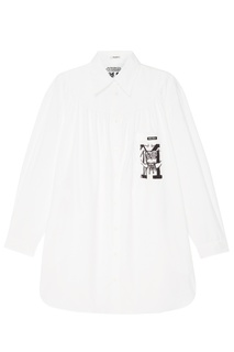Белое платье-рубашка с принтом Miu Miu