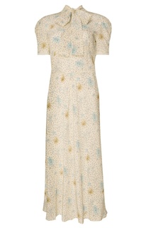 Шелковое платье миди с принтом Miu Miu