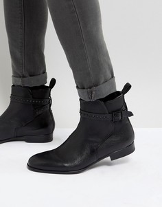 Черные кожаные ботинки челси с заклепками HUGO Cult - Черный