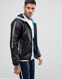 Черная куртка с капюшоном и серебристой отделкой Armani Exchange - Черный
