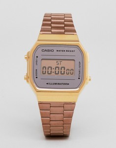 Цифровые наручные часы цвета розового золота Casio A168W - Золотой