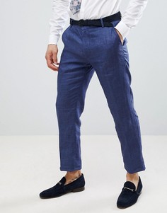 Синие льняные брюки классического кроя United Colors Of Benetton Wedding - Синий