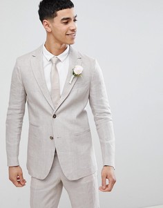 Светло-бежевый льняной пиджак классического кроя United Colors Of Benetton Wedding - Светло-бежевый