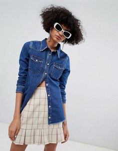Джинсовая рубашка на кнопках River Island - Синий