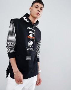 Худи черного цвета без рукавов с принтом AAPE By A Bathing Ape - Черный