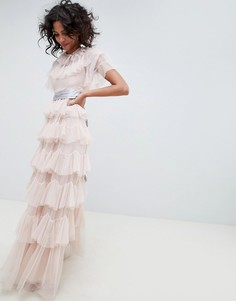 Розовое ярусное платье макси с поясом Needle & Thread - Розовый