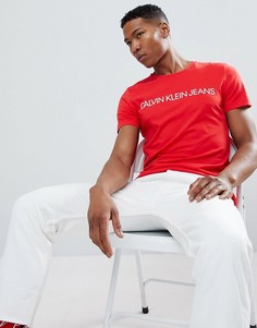 Узкая футболка с принтом логотипа Calvin Klein Jeans - Красный