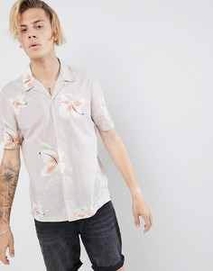Рубашка с короткими рукавами, отложным воротником и цветочным принтом AllSaints - Серый
