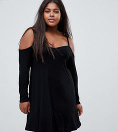 Свободное платье мини с вырезами на плечах ASOS DESIGN Curve - Черный