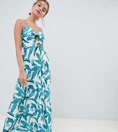Плиссированное платье макси с принтом ASOS PETITE - Мульти