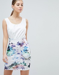 Платье 2 в 1 с цветочным принтом на юбке AX Paris - Кремовый
