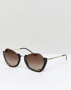 Круглые солнцезащитные очки в полуоправе Emporio Armani - Черный