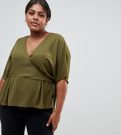 Топ с запахом и рукавами-кимоно ASOS DESIGN Curve - Зеленый