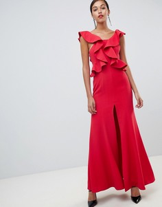 Платье макси со структурированными рюшами C/meo - Красный
