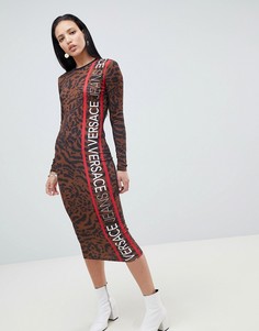 Платье миди с логотипом и звериным принтом Versace Jeans - Мульти