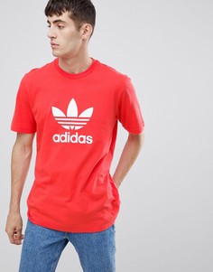 Красная футболка с логотипом-трилистником adidas Originals DH5777 - Красный