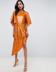 Асимметричное платье миди с пайетками ASOS EDITION - Оранжевый