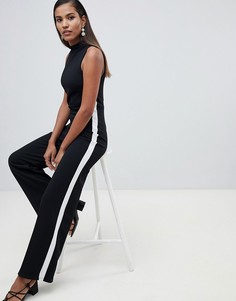 Комбинезон с высоким воротом с полосой сбоку Miss Selfridge - Черный