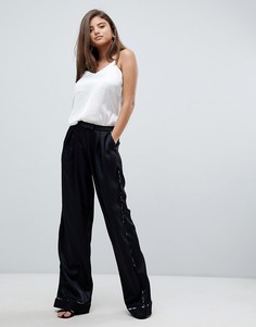Широкие брюки с цветочным принтом Stylestalker - Черный