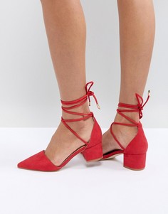 Красные туфли на среднем каблуке с завязками на щиколотках RAID - Красный