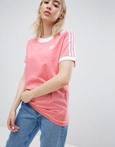 Розовая футболка с 3 полосками Adidas Originals - Розовый