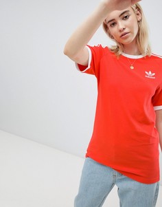 Красная футболка с 3 полосками Adidas Originals - Красный