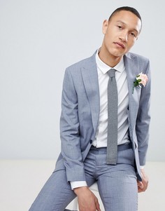 Синий облегающий пиджак с добавлением шерсти Moss London - Синий