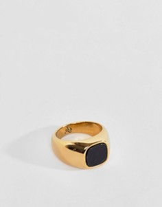 Золотистое кольцо-печатка с квадратным ониксом Aetherston - Золотой