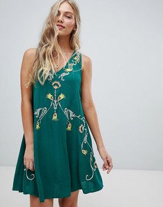 Фестивальное платье-комбинация Free People adelaide - Зеленый