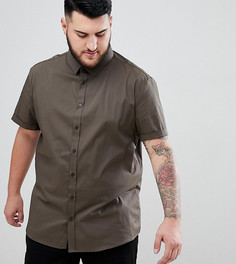 Поплиновая рубашка цвета хаки River Island Big & Tall - Зеленый