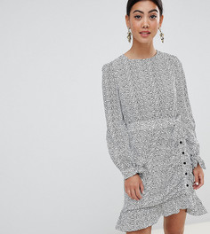 Асимметричное платье мини с поясом и оборками Lost Ink Petite - Мульти